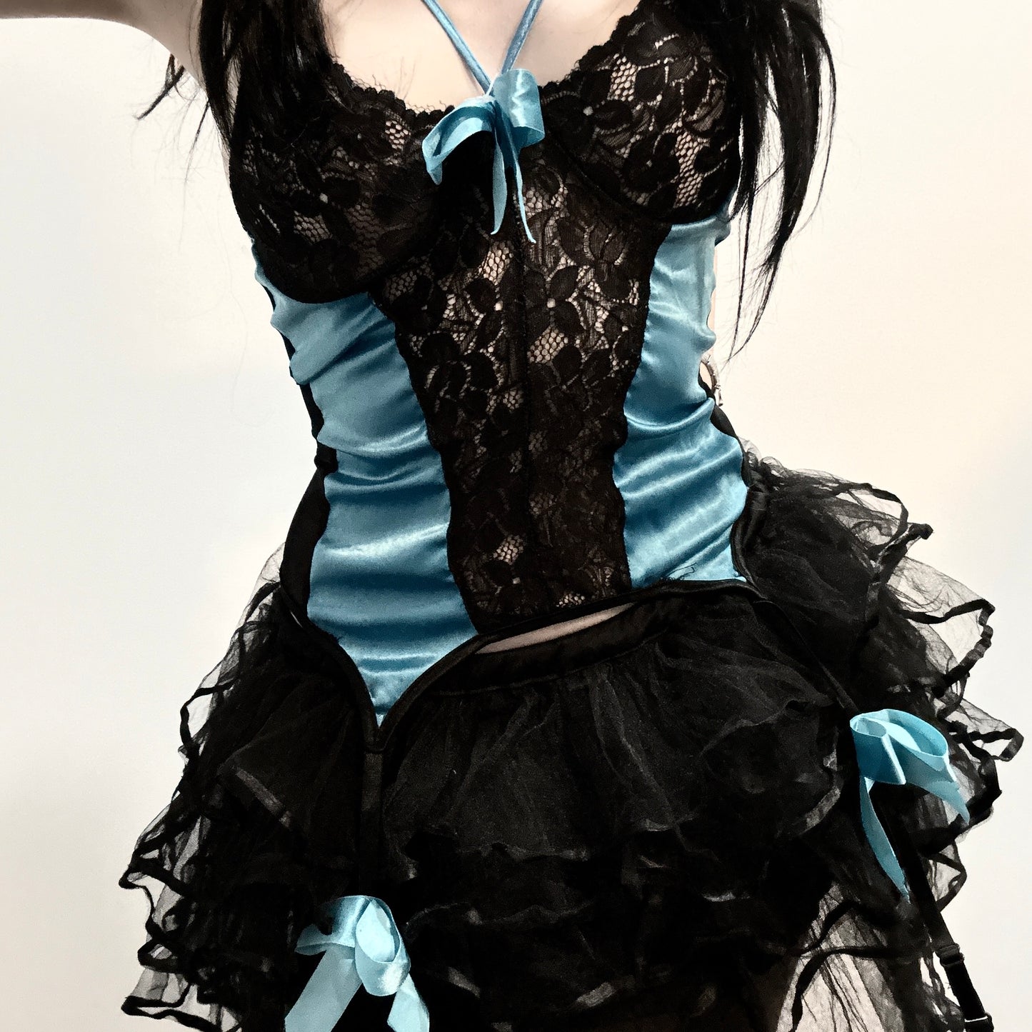 Turquoise lace corset