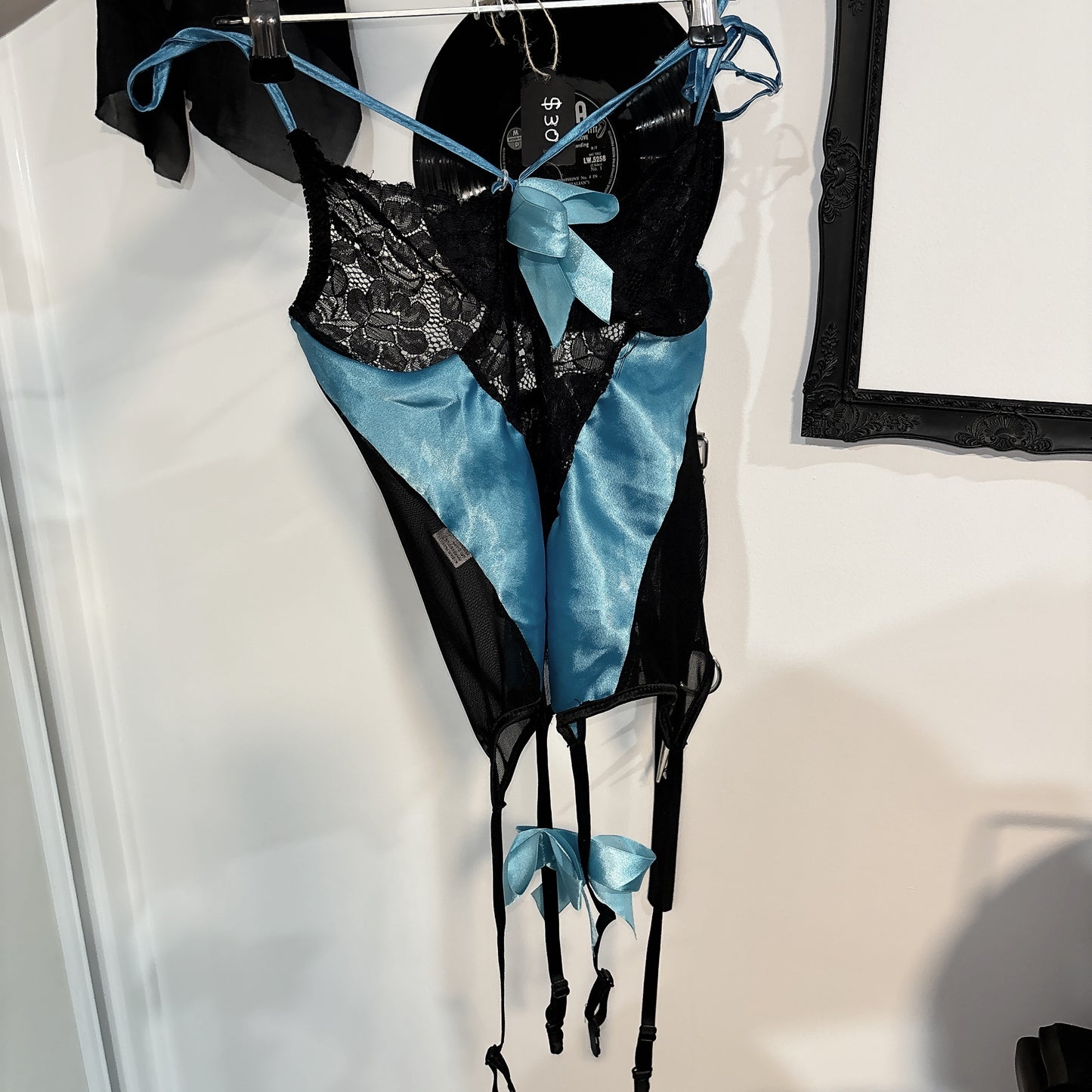 Turquoise lace corset