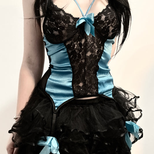 Turquoise lace corset