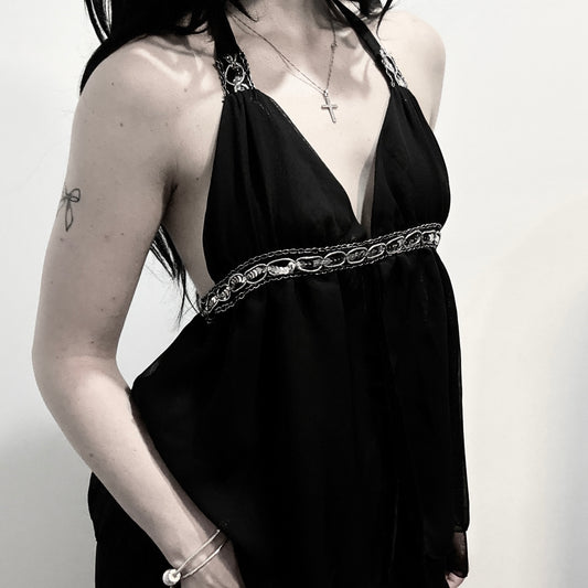 Black sparkly halter top