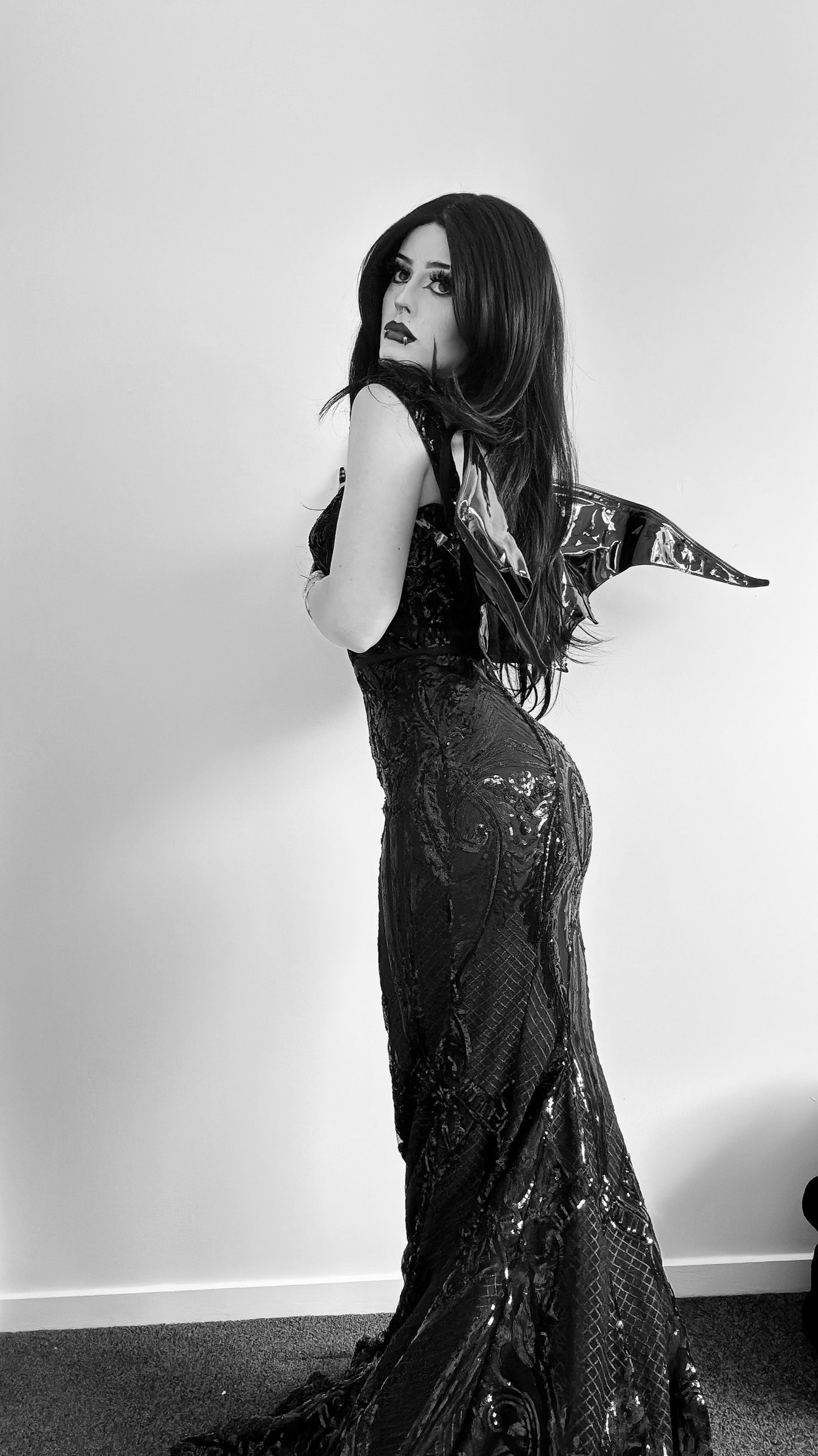 Black sequin prom dress