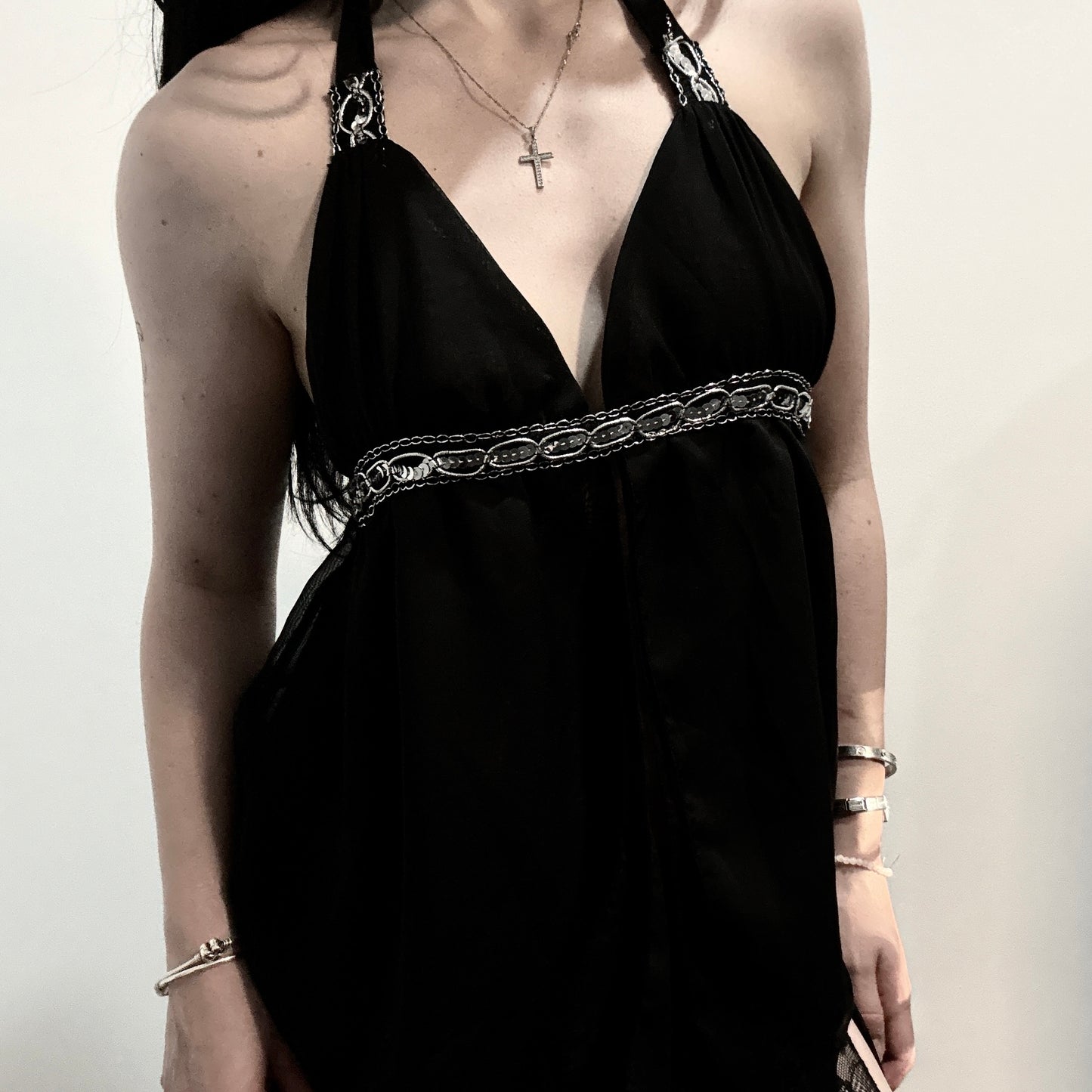 Black sparkly halter top