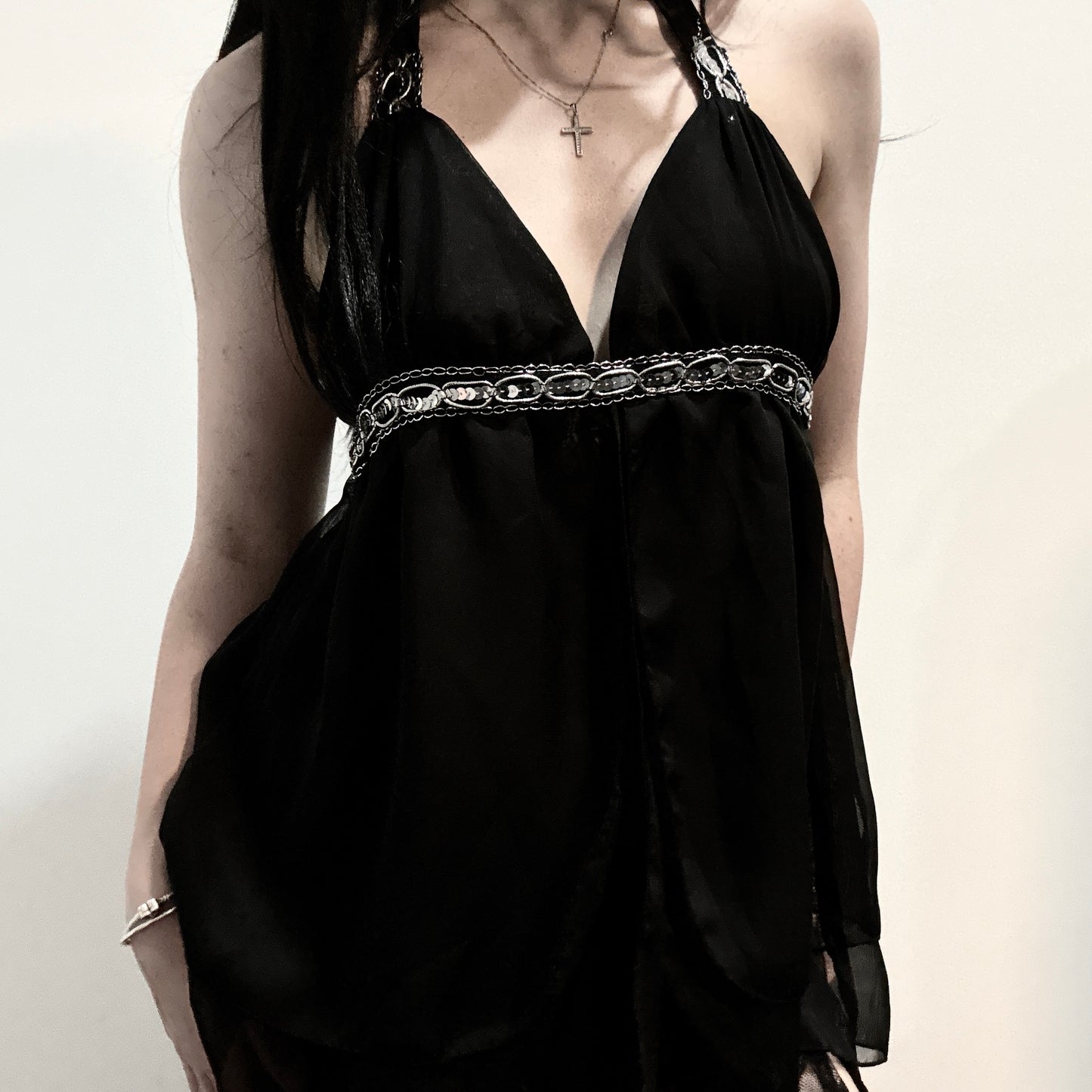 Black sparkly halter top